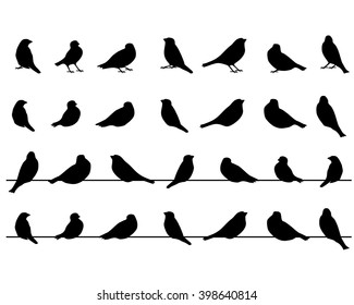 Sparrow Silhouettes Vector Illustrations
