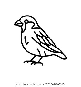 Sparrow Small Bird Line Icon: Common Bird and City Wildlife