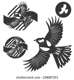 sparrow that shakes its wings and three original logo