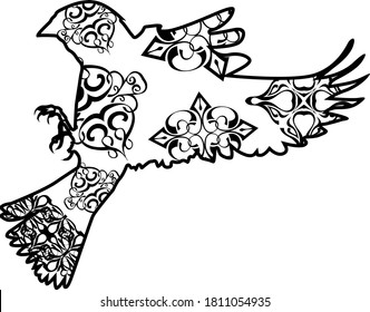 Sparrow Vector Black Design With Nature Pattern