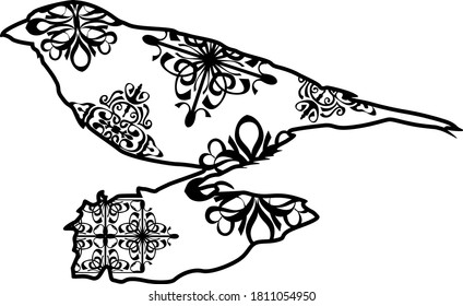 Sparrow Vector Black Design With Nature Pattern