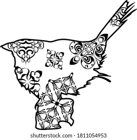 Sparrow Vector Black Design With Nature Pattern