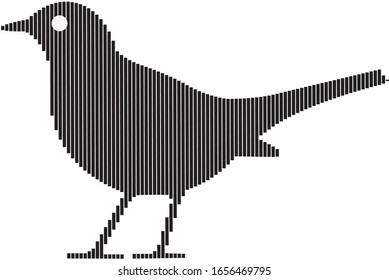 sparrow vector in line art silhouette isolated with white background.