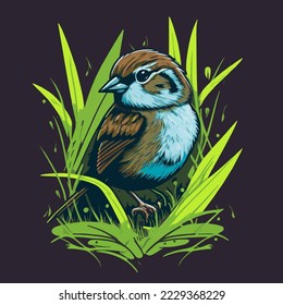 Sparrow Vector Logo Illustration Bird Simple Mascot Colorful Style.