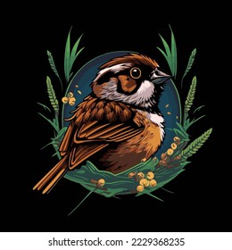 Sparrow Vector Logo Illustration Bird Simple Mascot Colorful Style.