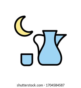 Sparrow water moon Ramadan icon. Simple outline color vector elements of islam icons for ui and ux, website or mobile application