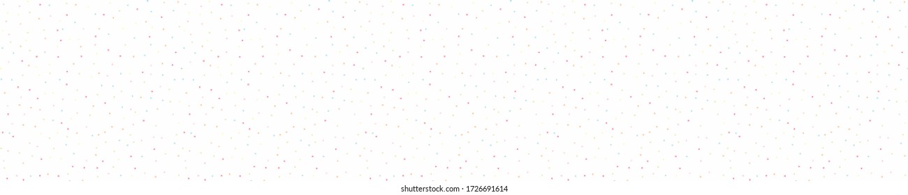 Sparse confetti dotty border texture seamless background. Tiny colored flecked sprinkles ribbon trim edge banner. Modern cute falling speckle pattern. Japanese kawaii minimal digital party washi tape.