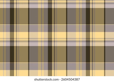 Sparse fabric vector seamless, clan tartan check plaid. Neutral pattern background texture textile in grey and amber colors palette.