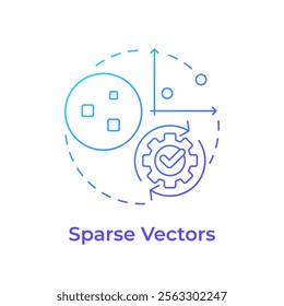 Sparse retrieval blue gradient concept icon. Representing high dimensional data. Retrieval augmented generation. Round shape line illustration. Abstract idea. Graphic design. Easy to use in article