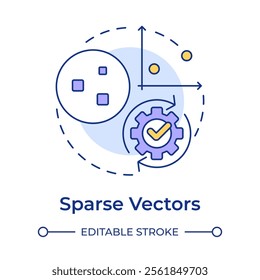 Sparse retrieval multi color concept icon. Representing high dimensional data. Retrieval augmented generation. Round shape line illustration. Abstract idea. Graphic design. Easy to use in article