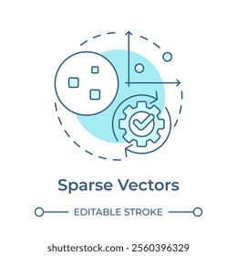 Sparse retrieval soft blue concept icon. Representing high dimensional data. Retrieval augmented generation. Round shape line illustration. Abstract idea. Graphic design. Easy to use in article