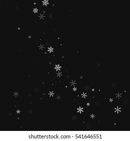 Sparse snowfall. Abstract circles with sparse snowfall on black background. Vector illustration.