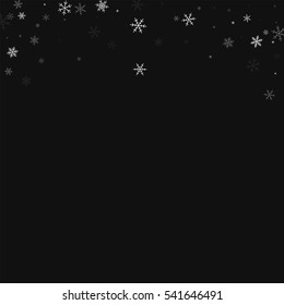 Sparse snowfall. Abstract top border with sparse snowfall on black background. Vector illustration.