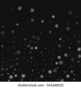 Sparse snowfall. Bottom gradient with sparse snowfall on black background. Vector illustration.
