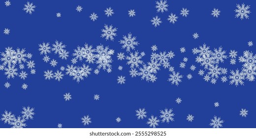 Sparse snowfall Christmas background.  Scattered snowflakes december theme. 