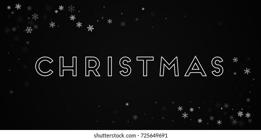 Sparse snowfall Christmas greeting card on black background.pretty vector illustration.