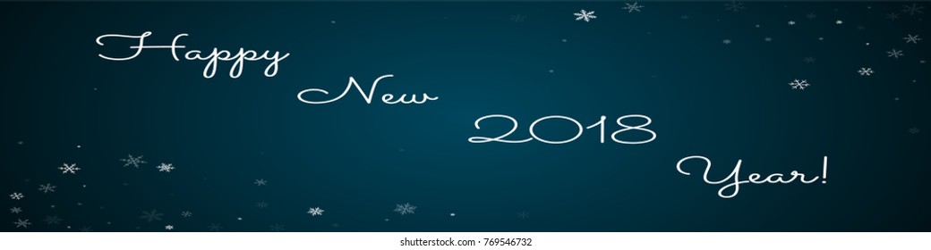 Sparse snowfall Happy New 2018 Year greeting card on blue background. Excellent vector illustration.
