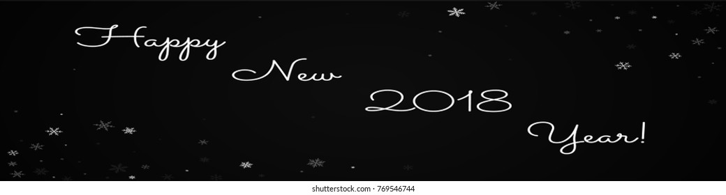 Sparse snowfall Happy New 2018 Year greeting card on black background. Excellent vector illustration.