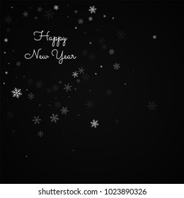 Sparse snowfall Happy New Year greeting card on red background. Beautiful vector illustration.
