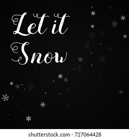 Sparse snowfall Let it snow greeting card on red background.cute vector illustration.