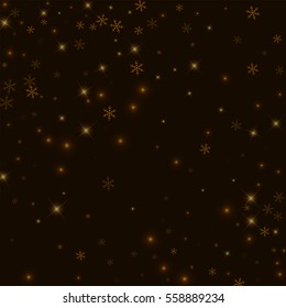 Sparse starry snow. Abstract scattered pattern with sparse starry snow on black background. Vector illustration.