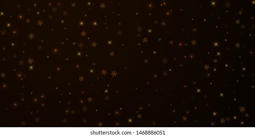 Sparse starry snow Christmas overlay. Christmas lights, bokeh, snow flakes, stars on night background. Luxury actual sparkling overlay template. Mind-blowing vector illustration.
