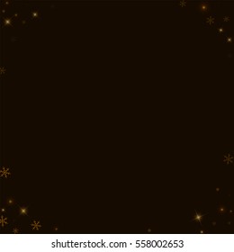 Sparse starry snow. Corners with sparse starry snow on black background. Vector illustration.