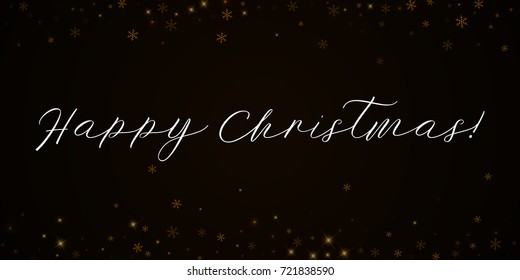 Sparse starry snow Happy Christmas greeting card on brown background.cool vector illustration.