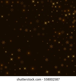 Sparse starry snow. Random scatter with sparse starry snow on black background. Vector illustration.