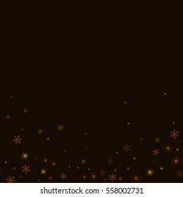Sparse starry snow. Scatter bottom gradient with sparse starry snow on black background. Vector illustration.