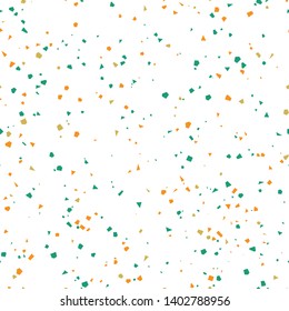 Sparse Terrazzo Seamless Repeat Vector Pattern.  Multicolor on white.  Thousands of random non-overlapping elements.  Generative Art (made with code). 