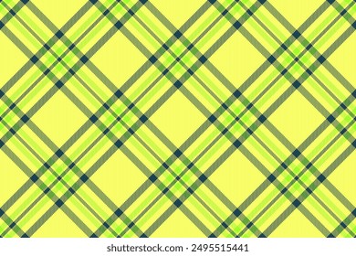 Sparse texture plaid fabric, linen tartan pattern background. Poster check seamless vector textile in lime and cyan colors palette.