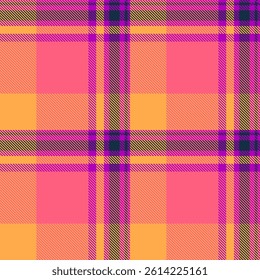 Sparse vector fabric textile, isolation plaid check seamless. Wool texture tartan background pattern in red and orange colors palette.