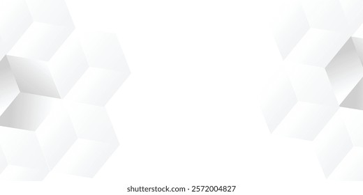 Sparsely arranged random height scaled cubes or boxes perspective view geometry background wallpaper banner, flat lay, 3D illustration