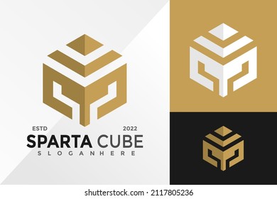 Sparta Cube Logo Design Vector illustration template