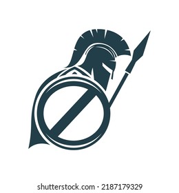 Sparta marks helmet, shield and spear. Vector illustration