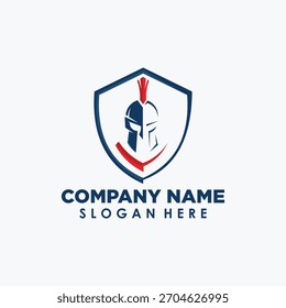 Sparta y Vector de concepto de logotipo de seguridad, diseño de logotipo vintage de seguridad