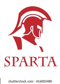 Sparta warrior head. Trojan helmet. Warrior Profile. Warrior with helmet. illustration of an ancient roman warrior head. Historical Sparta concept icon. Ancient Greek head warrior