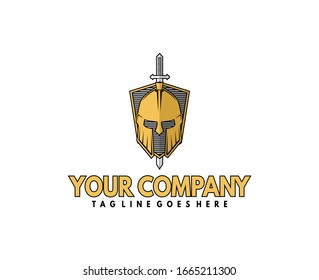 Sparta warrior helmet logo, Elite Warrior logo template designs