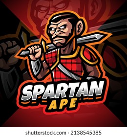 Spartan ape esport mascot logo design