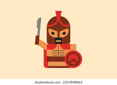 Spartan Army Flat Character cute chibi
