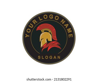 Spartan Badge Logo Design Vector Template