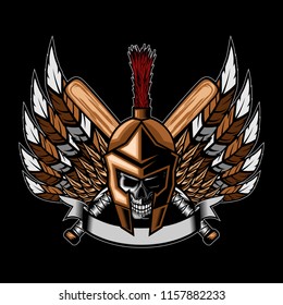 Spartan baseball team logo design vector illustration