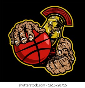 spartan basketball team mascot player for school, college or league