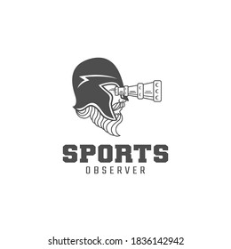 spartan with binoculars logo. sports logo vector.