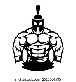 spartan bodybuilder silhouette logo design