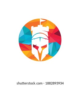 Spartan castle vector logo design template. Warrior Spartan logo design template.	