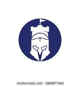 Spartan castle vector logo design template. Warrior Spartan logo design template.	