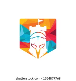 Spartan castle vector logo design template. Warrior Spartan logo design template.	