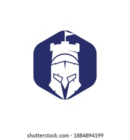 Spartan castle vector logo design template. Warrior Spartan logo design template.	